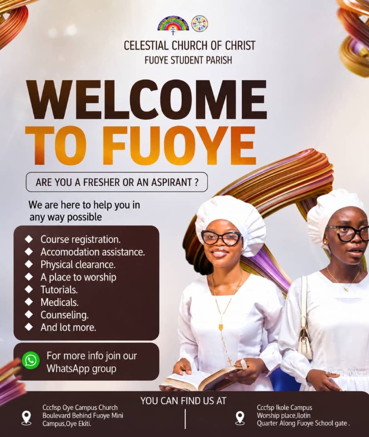 Welcome to FUOYE — CCC FUOYE Student Parish flyer
